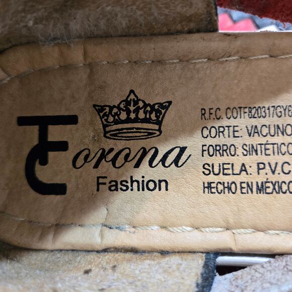 Corona Fashion Sandals Women's Red White Blue Leather Slip-ons-See Measurements) - Picture 7 of 9